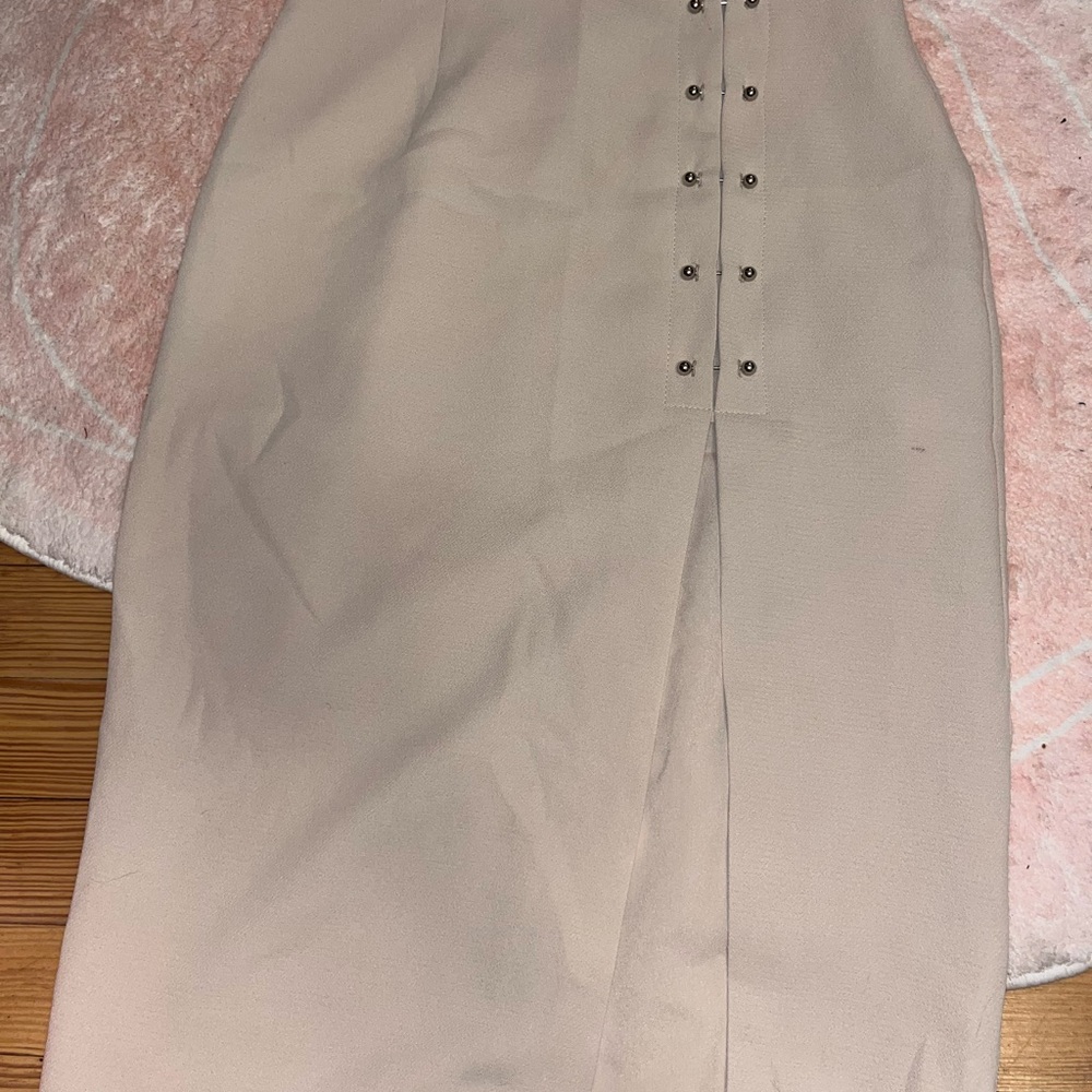 Forever 21 Cream Pink Midi Pencil Skirt with Slit
